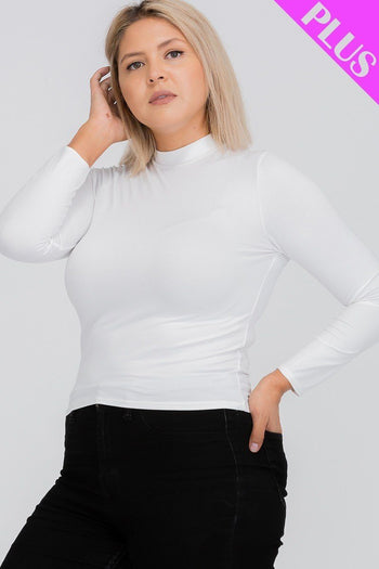 Plus Size Mock Neck Solid Top - Deals Kiosk