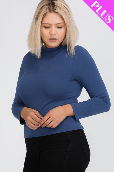 Plus Size Mock Neck Solid Top - Deals Kiosk