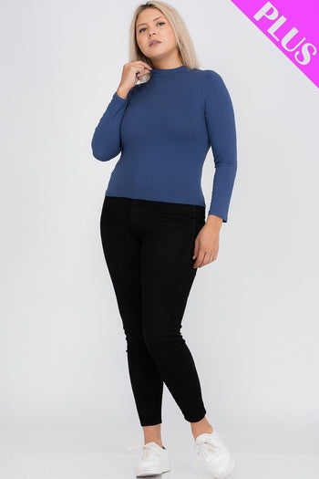 Plus Size Mock Neck Solid Top - Deals Kiosk