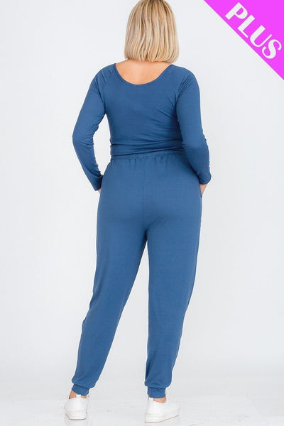 Plus Size Strap Ruched Top And Jogger Pants Set - Deals Kiosk