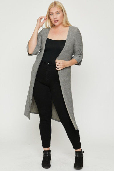 Plus Size Two Tone Knit Cardigan - Deals Kiosk