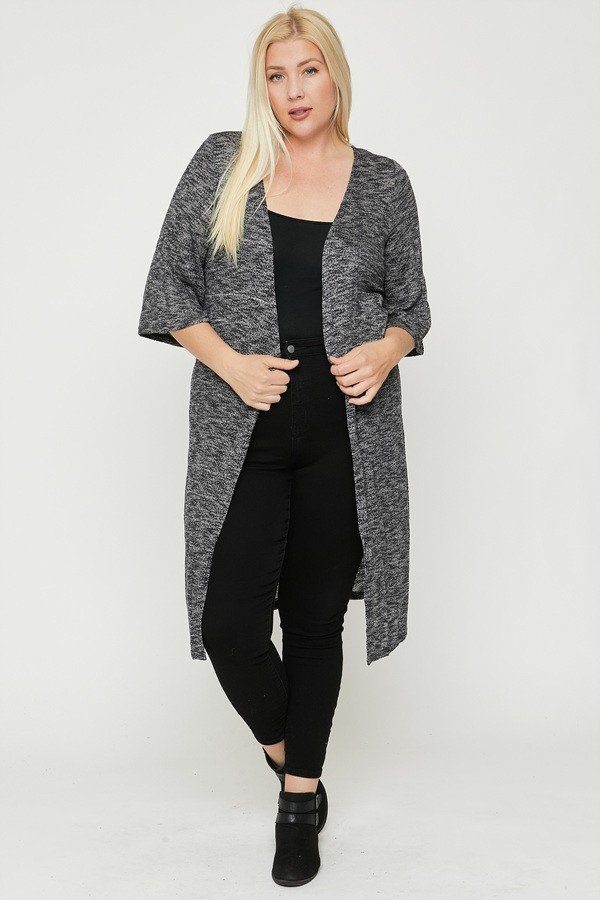 Plus Size Two Tone Knit Cardigan - Deals Kiosk
