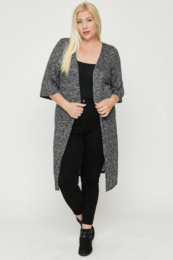 Plus Size Two Tone Knit Cardigan - Deals Kiosk