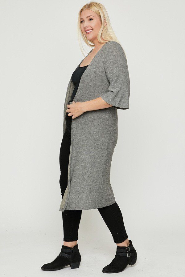 Plus Size Two Tone Knit Cardigan - Deals Kiosk