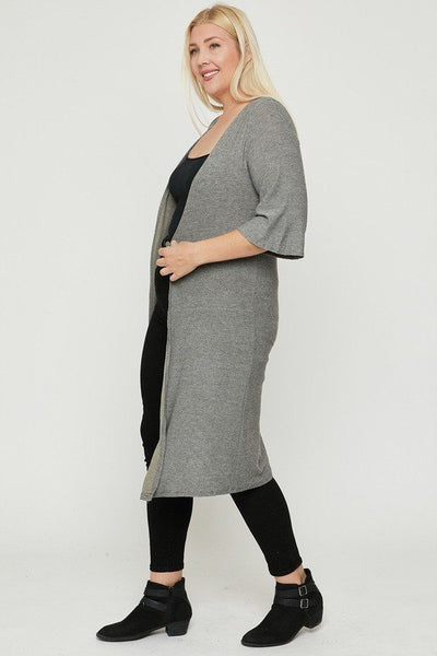 Plus Size Two Tone Knit Cardigan - Deals Kiosk