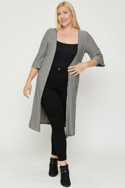 Plus Size Two Tone Knit Cardigan - Deals Kiosk