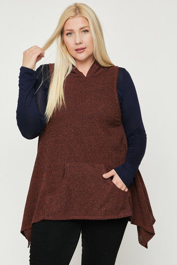 Plus Size Two Tone Knit, Sleeveless Top - Deals Kiosk