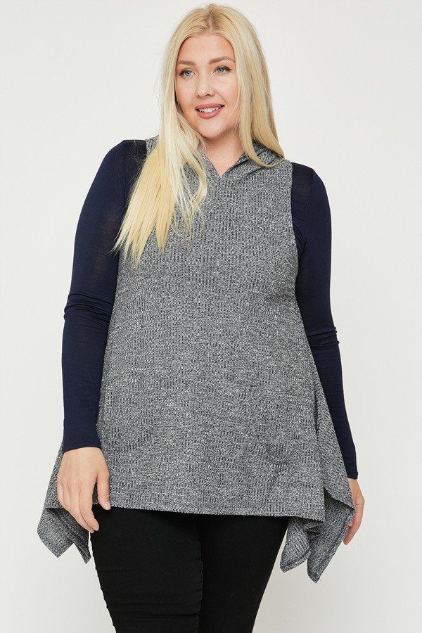 Plus Size Two Tone Knit, Sleeveless Top - Deals Kiosk
