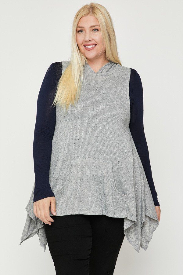 Plus Size Two Tone Knit, Sleeveless Top - Deals Kiosk