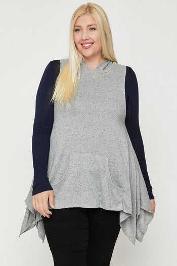 Plus Size Two Tone Knit, Sleeveless Top - Deals Kiosk