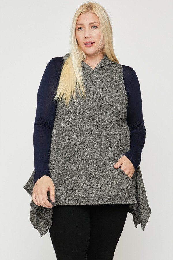 Plus Size Two Tone Knit, Sleeveless Top - Deals Kiosk