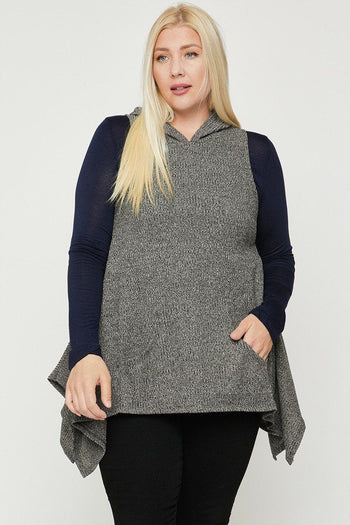 Plus Size Two Tone Knit, Sleeveless Top - Deals Kiosk