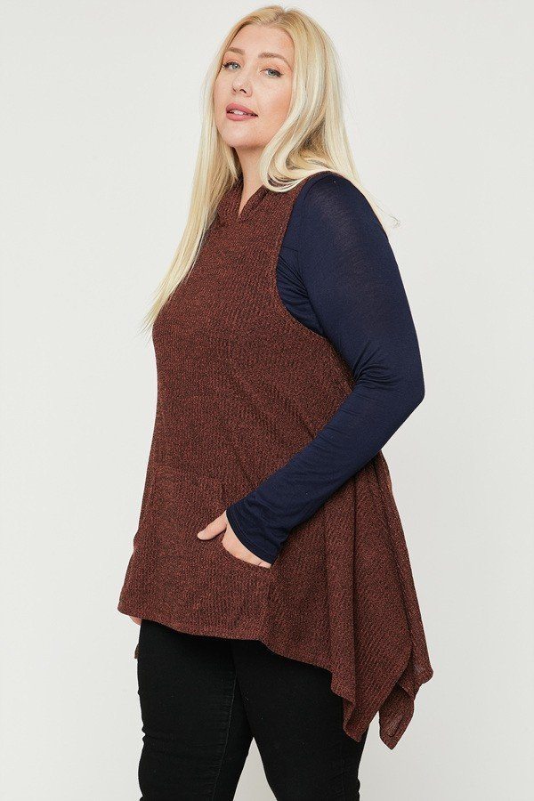 Plus Size Two Tone Knit, Sleeveless Top - Deals Kiosk