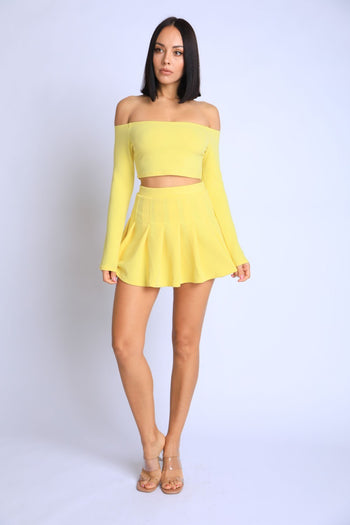 Off Shoulder, Skater Skirt Set - Deals Kiosk