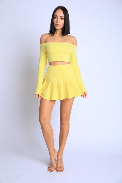 Off Shoulder, Skater Skirt Set - Deals Kiosk