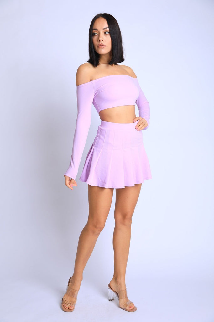 Off Shoulder, Skater Skirt Set - Deals Kiosk