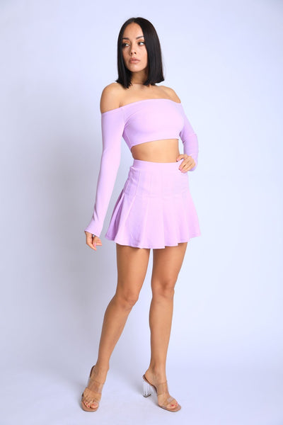 Off Shoulder, Skater Skirt Set - Deals Kiosk