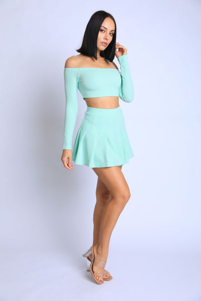 Off Shoulder, Skater Skirt Set - Deals Kiosk
