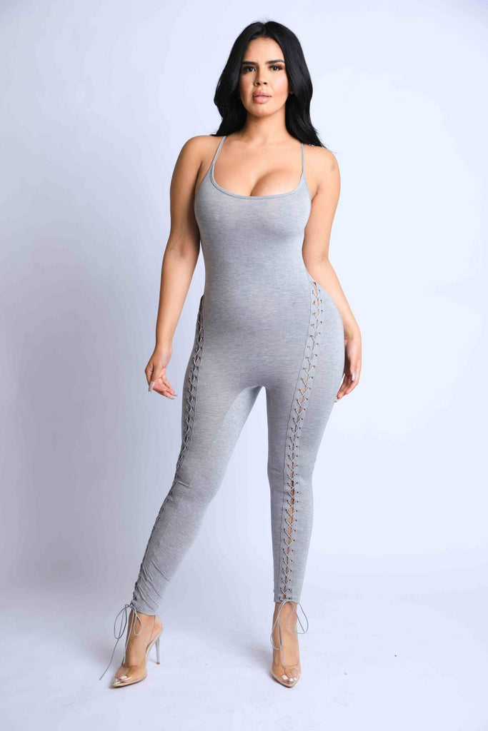 Lace Up Detailed Jumpsuit - Deals Kiosk