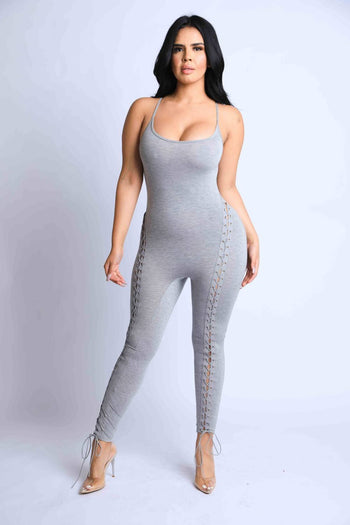 Lace Up Detailed Jumpsuit - Deals Kiosk