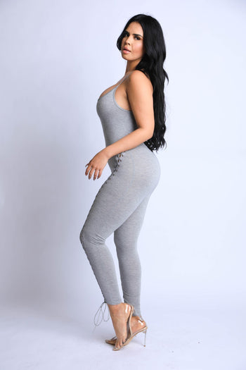 Lace Up Detailed Jumpsuit - Deals Kiosk