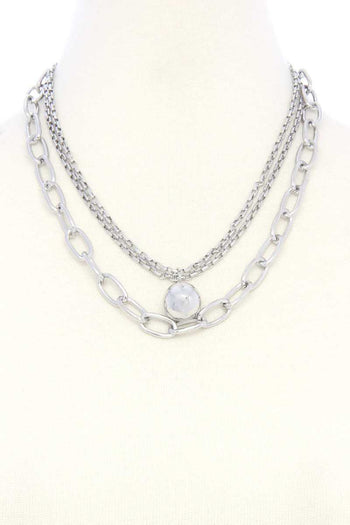 Metal Ball Oval Link Layered Necklace - Deals Kiosk