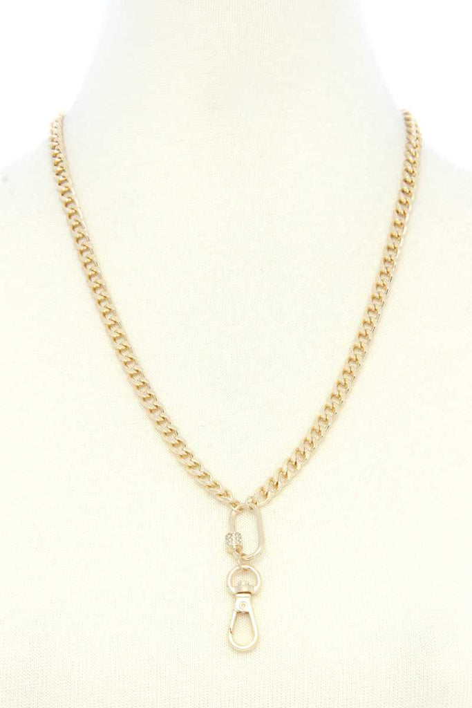 Oval Charm Curb Link Metal Necklace - Deals Kiosk