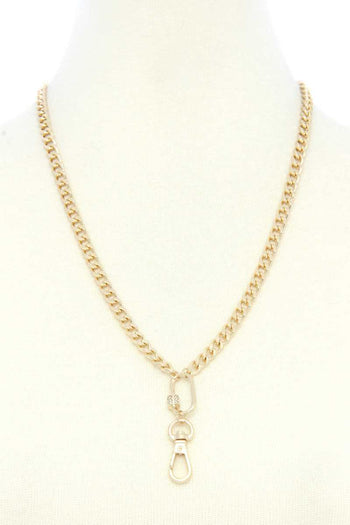 Oval Charm Curb Link Metal Necklace - Deals Kiosk