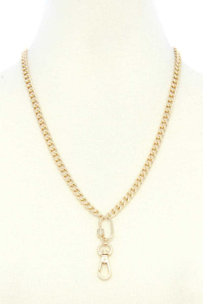 Oval Charm Curb Link Metal Necklace - Deals Kiosk