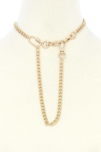 Oval Charm Curb Link Metal Necklace - Deals Kiosk