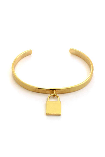 Metal Lock Charm Cuff Bracelet - Deals Kiosk
