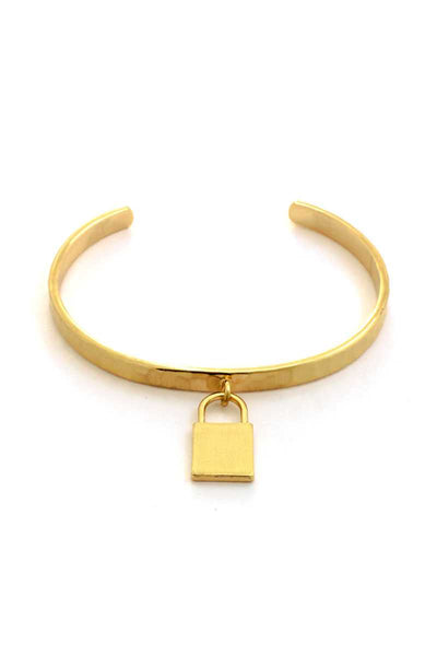 Metal Lock Charm Cuff Bracelet - Deals Kiosk