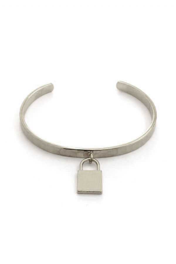 Metal Lock Charm Cuff Bracelet - Deals Kiosk