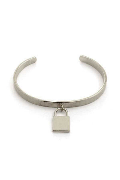 Metal Lock Charm Cuff Bracelet - Deals Kiosk