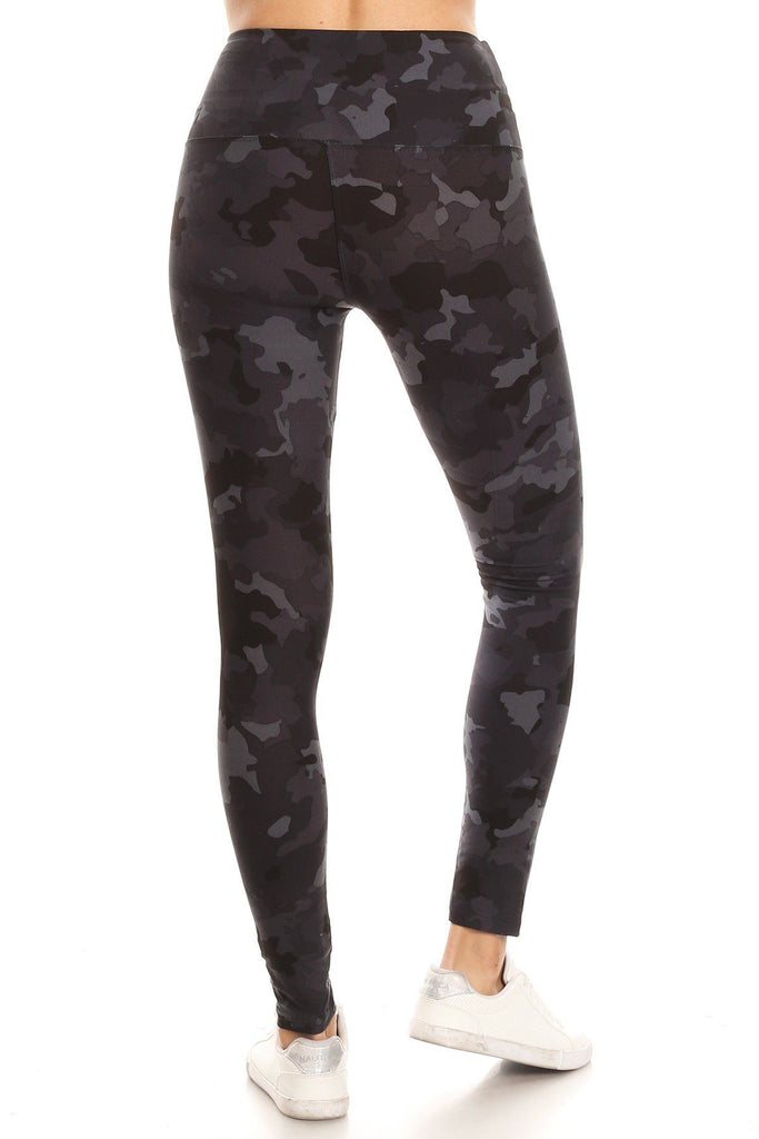 5-inch Long Yoga Style Banded Lined Camouflage Printed Knit Legging With High Waist - Deals Kiosk