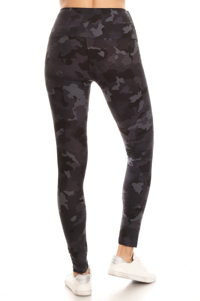 5-inch Long Yoga Style Banded Lined Camouflage Printed Knit Legging With High Waist - Deals Kiosk
