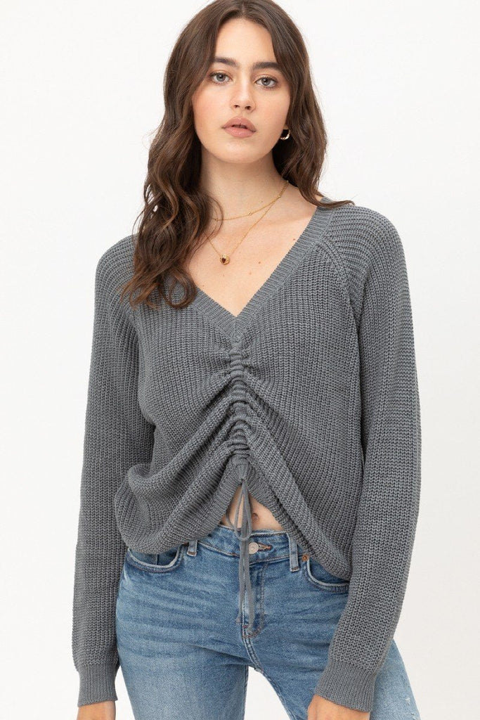 Long Sleeves, Tied Up, Ruched Detail - Deals Kiosk