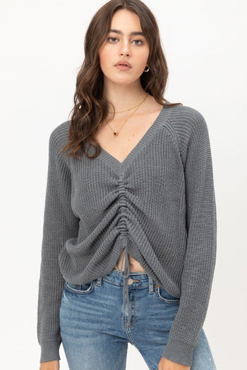 Long Sleeves, Tied Up, Ruched Detail - Deals Kiosk
