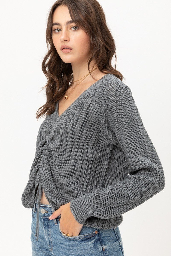 Long Sleeves, Tied Up, Ruched Detail - Deals Kiosk
