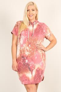 Plus Size Tie-dye Print Relaxed Fit Dress - Deals Kiosk