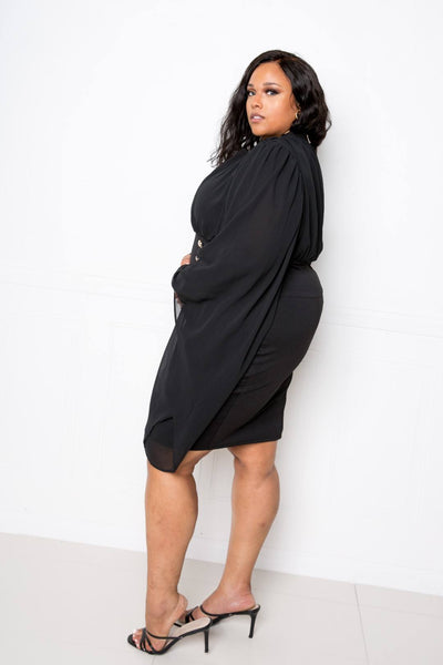 Cape Dress With Button Accent - Deals Kiosk