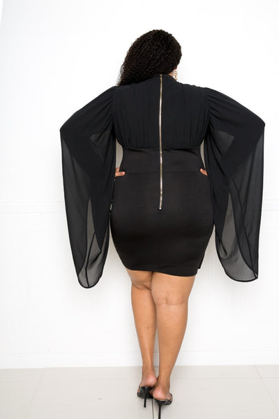 Cape Dress With Button Accent - Deals Kiosk