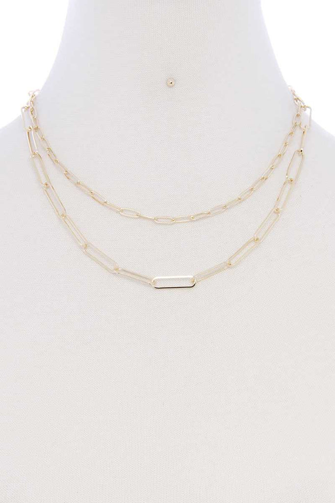 Metal Paper Clip Chain 2 Layered Necklace - Deals Kiosk
