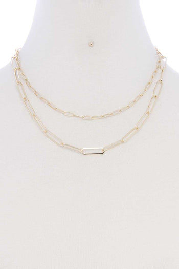 Metal Paper Clip Chain 2 Layered Necklace - Deals Kiosk