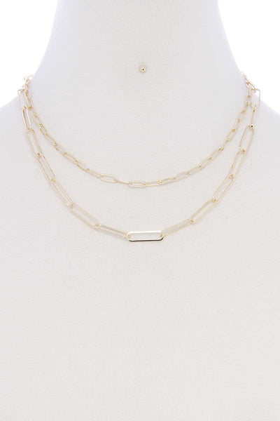 Metal Paper Clip Chain 2 Layered Necklace - Deals Kiosk