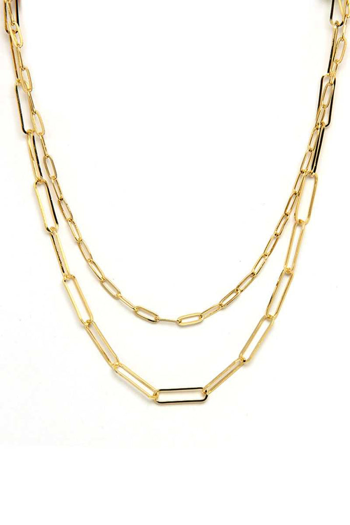 Metal Paper Clip Chain 2 Layered Necklace - Deals Kiosk