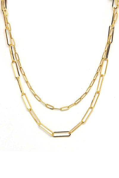 Metal Paper Clip Chain 2 Layered Necklace - Deals Kiosk