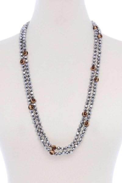 Glass Bead 2 Layered Long Necklace - Deals Kiosk