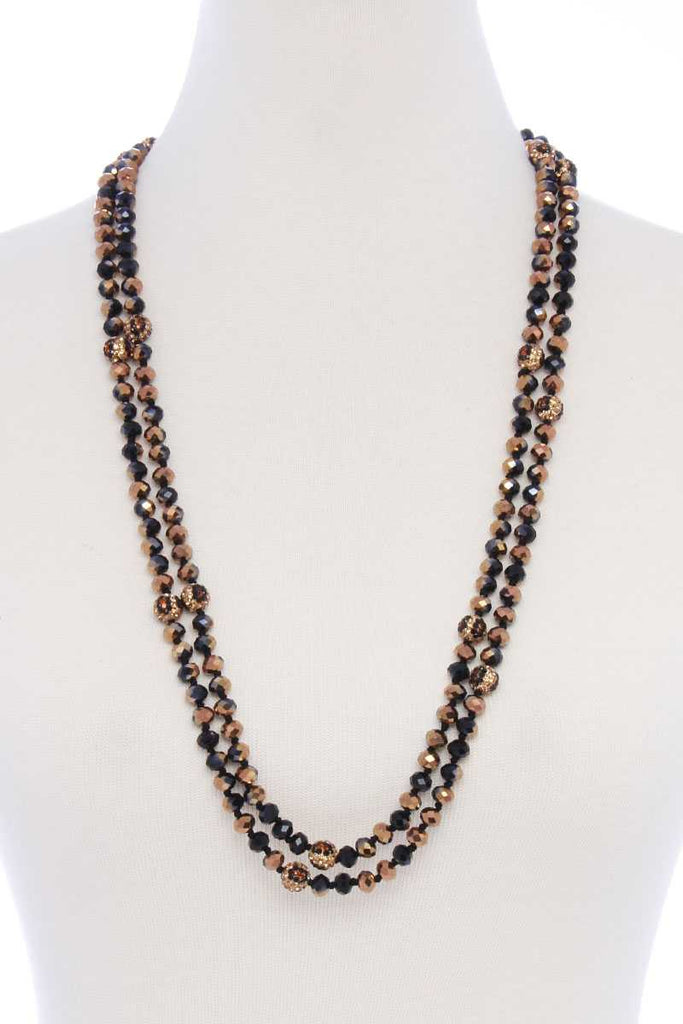Glass Bead 2 Layered Long Necklace - Deals Kiosk