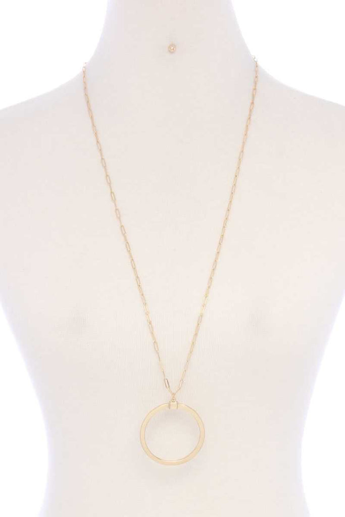 Metal Round Ring Pendant Necklace - Deals Kiosk